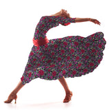 Tecido de Popeline Flamenga Cravo Fundo Preto - Ribes y Casals