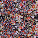 Tecido de Popeline Flamenco Flor Kimono Preto - Ribes y Casals
