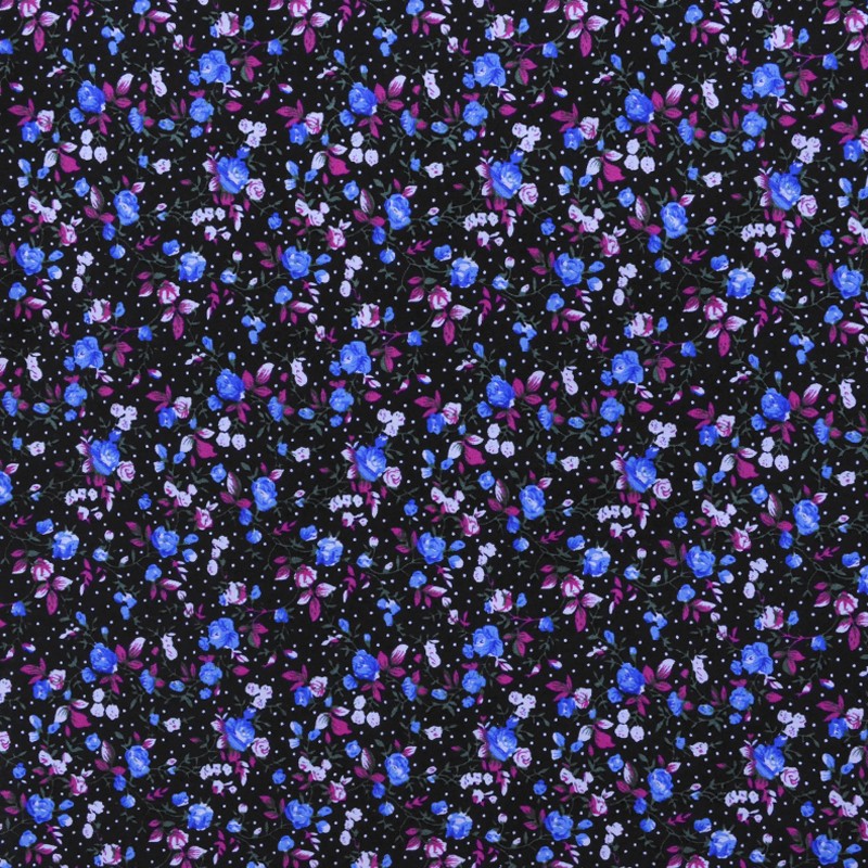 Tecido de Popelina Flamenga Liberty Flor Azul - Ribes y Casals