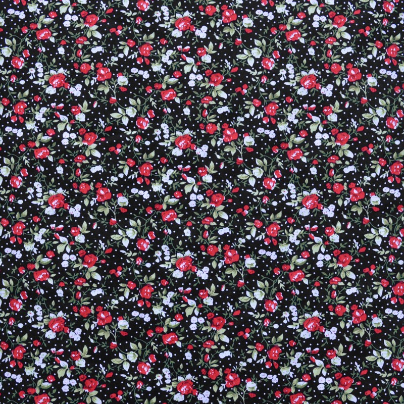 Tecido de Popelina Flamenga Liberty Flor Vermelho - Ribes y Casals
