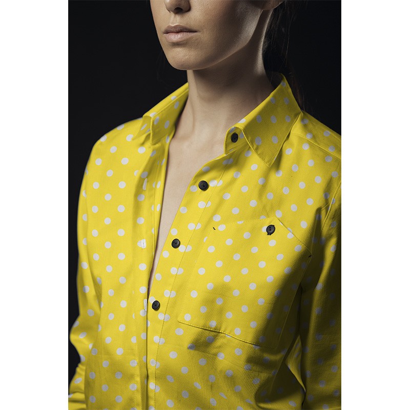 Tecido de Popeline Flamenco Lunar Fundo Amarelo - Ribes y Casals