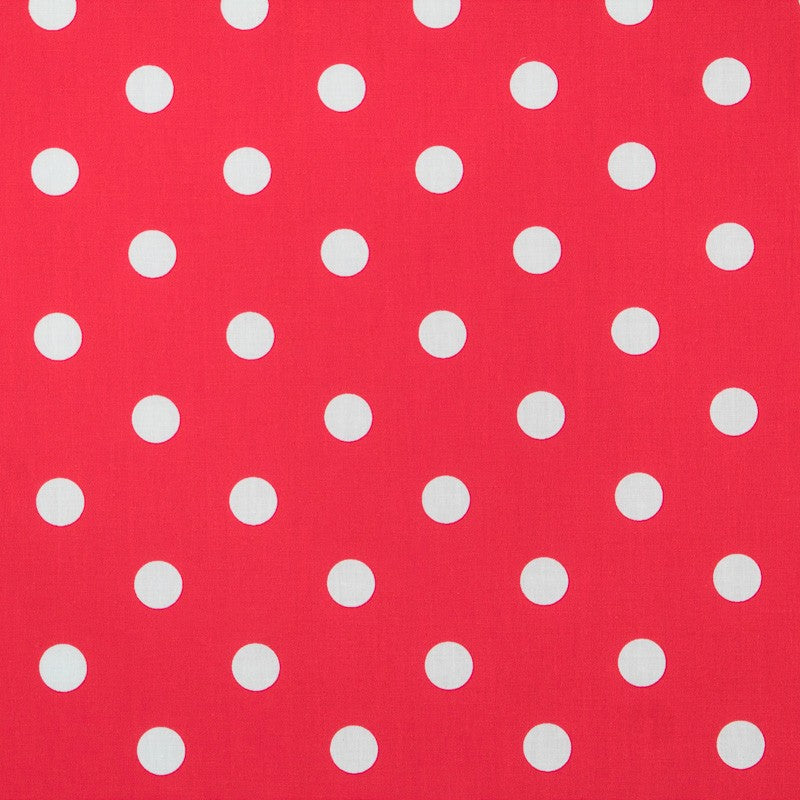 Tecido de Popeline Flamenco Bolas Fundo Vermelho - Ribes y Casals