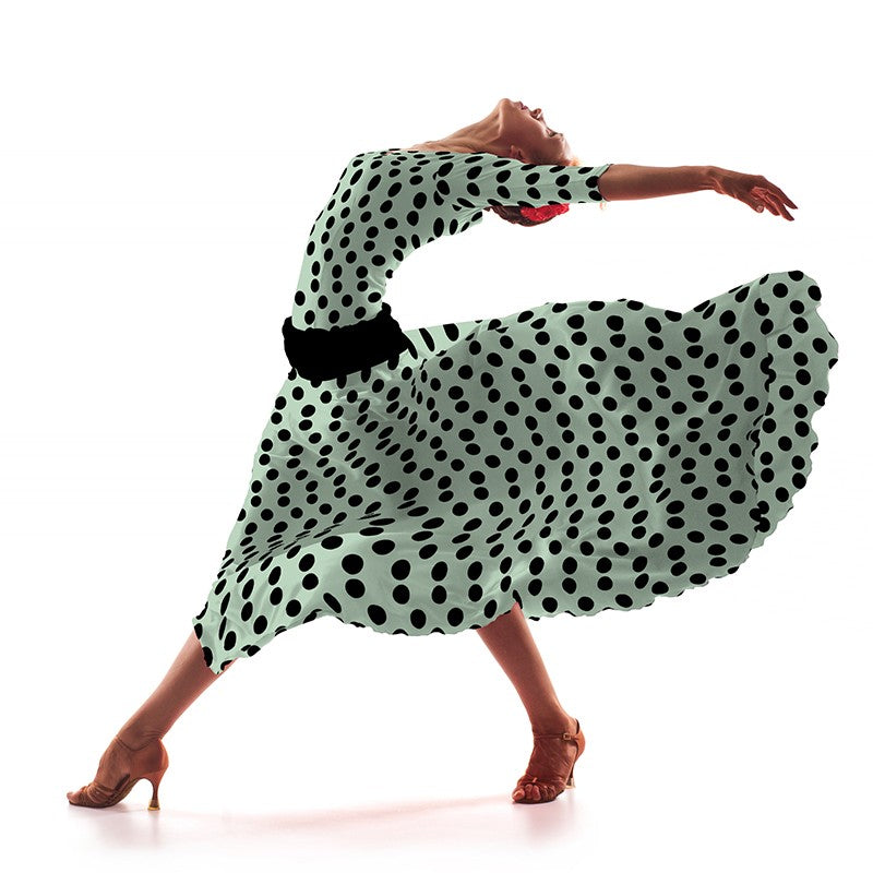 Tecido Popelina Bola Fundo Verde-água 3,5 cm - Ribes y Casals