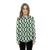 Tecido Popelina Bola Fundo Verde-água 3,5 cm - Ribes y Casals