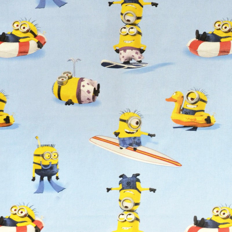 Tecido Popeline Minions Azul Céu - Ribes y Casals