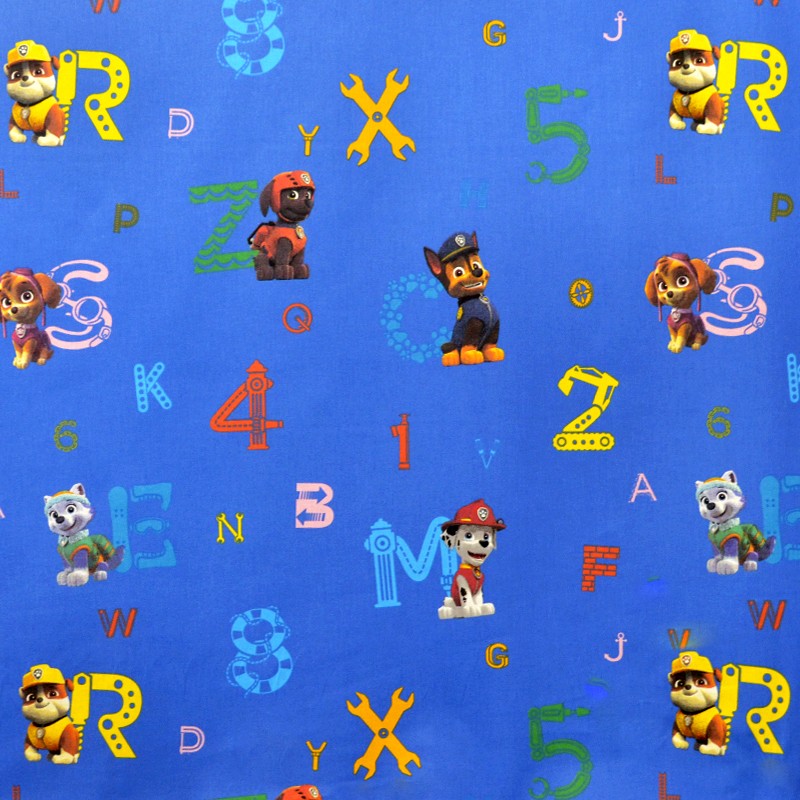 Tecido Popeline Patrulha Canina Azul - Ribes y Casals