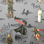 Tecido Popeline Star Wars Cinza - Ribes y Casals