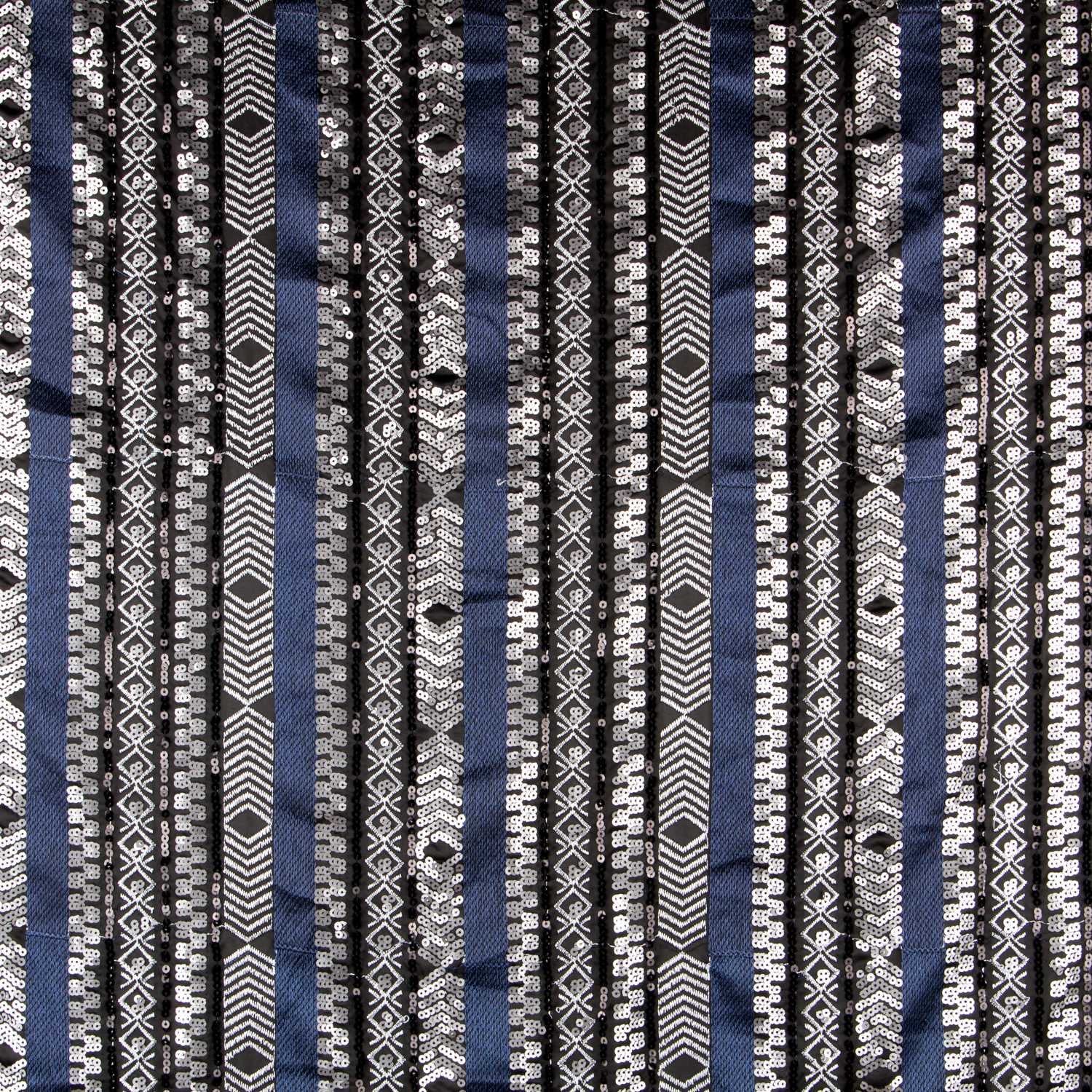 Tela Punto Lycra Lentejuela Étnica Azul - Ribes y Casals