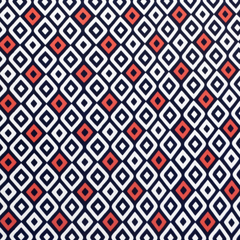 Tela Punto Jersey Geométrico Azul - Ribes y Casals
