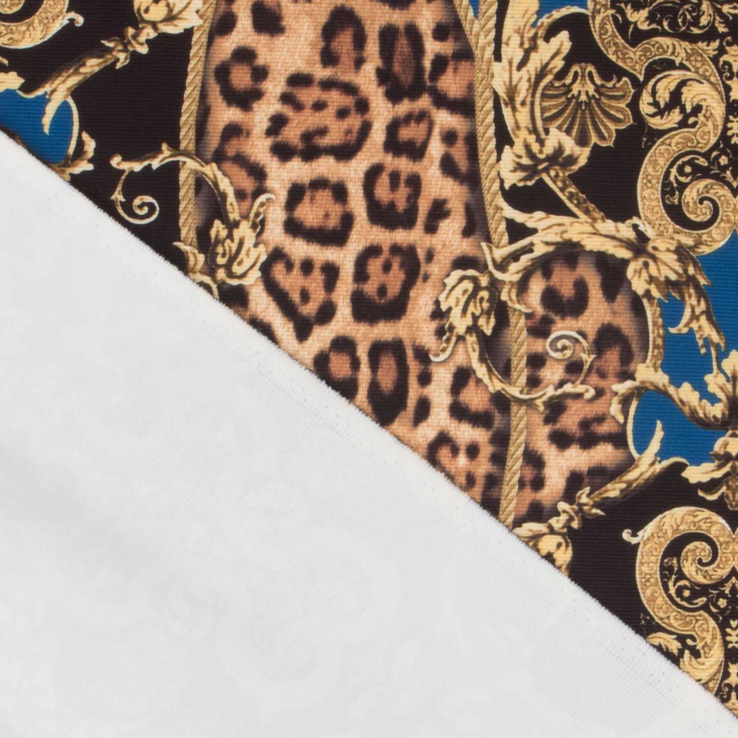 Tela Punto Otomán Leopardo Winter Azul - Ribes y Casals