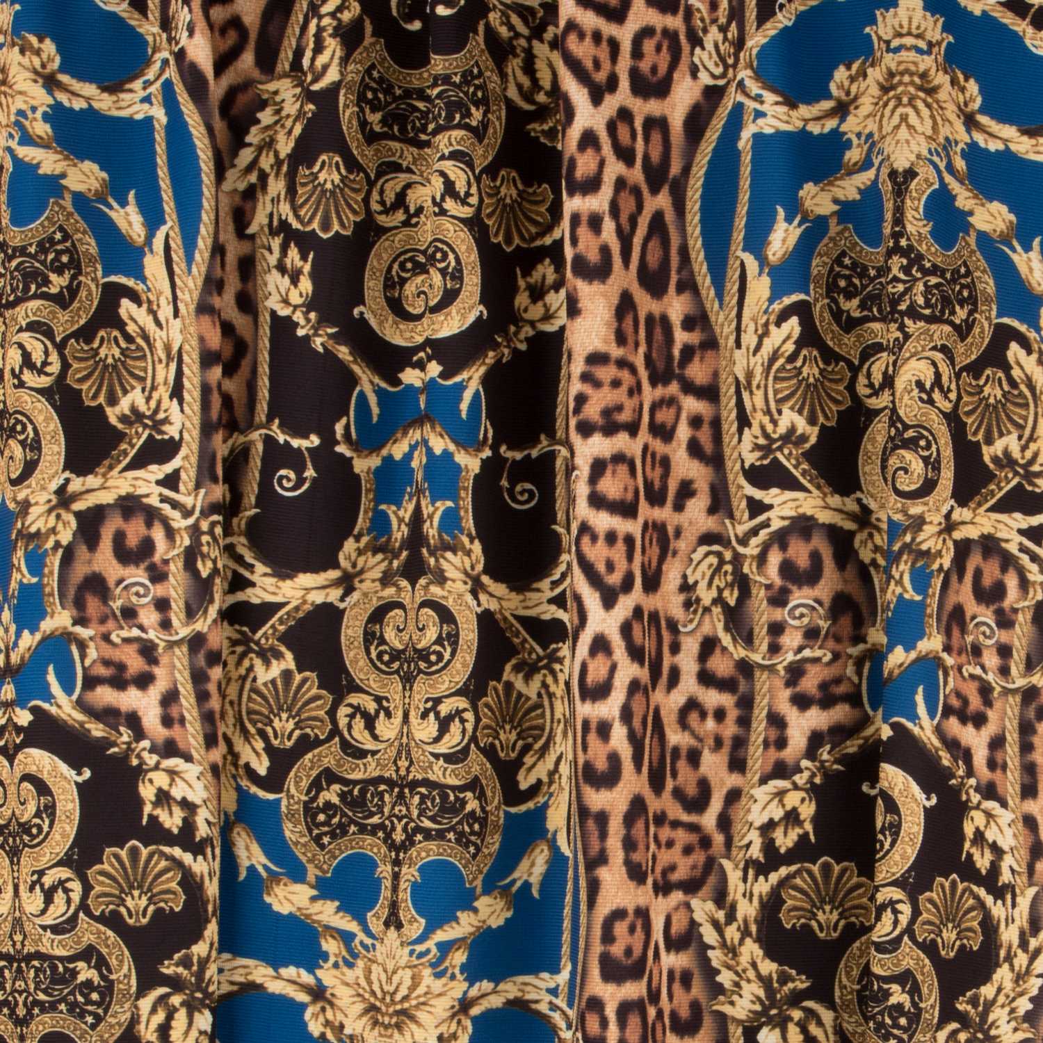 Tela Punto Otomán Leopardo Winter Azul - Ribes y Casals