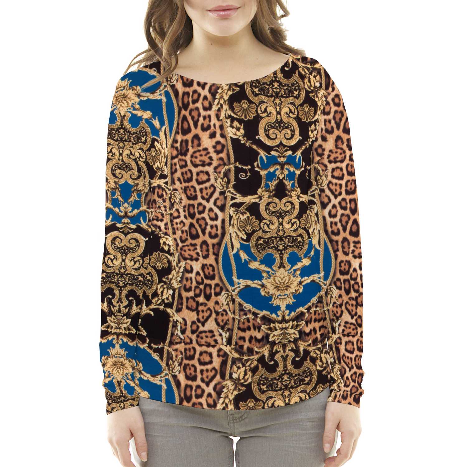 Tela Punto Otomán Leopardo Winter Azul - Ribes y Casals