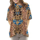 Tela Punto Otomán Leopardo Winter Azul - Ribes y Casals