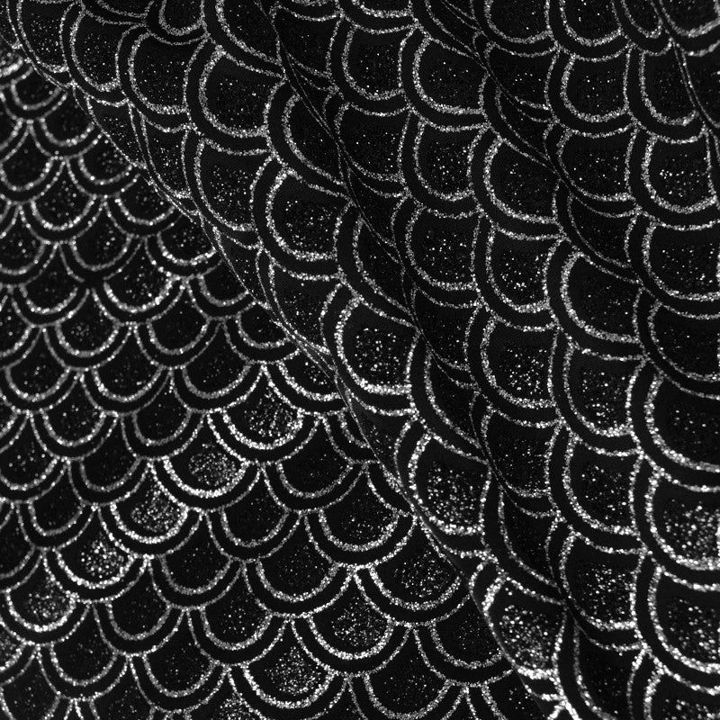Tecido de Malha Purpurina Diamante Preto - Ribes y Casals