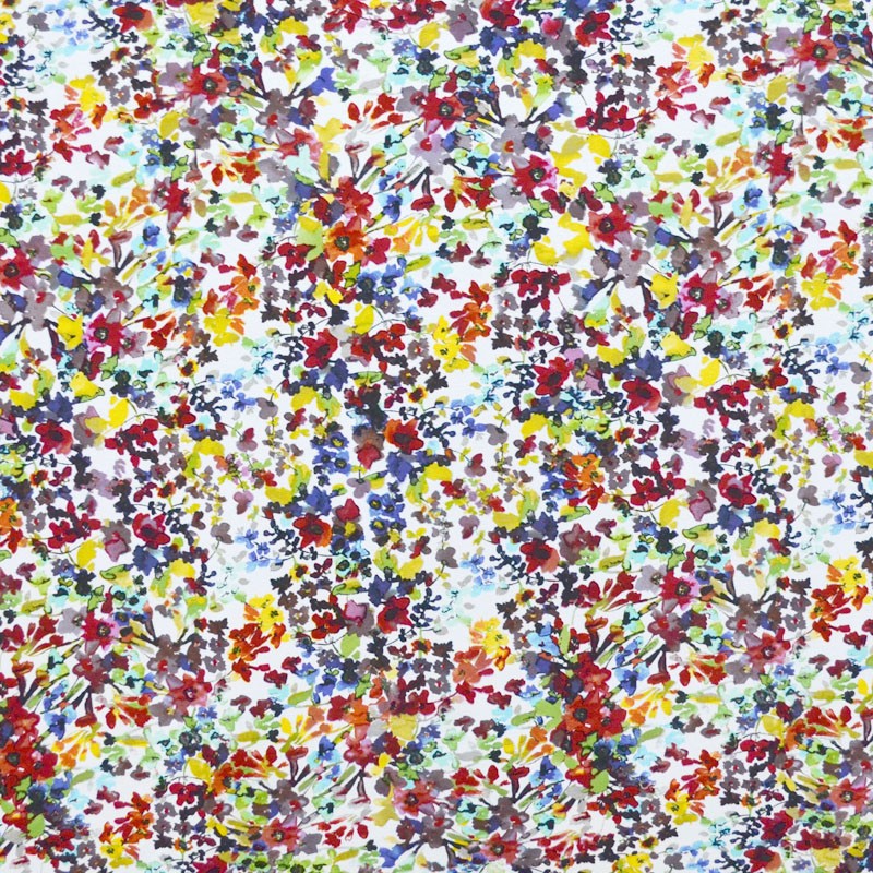 Tecido de Malha de Viscose Mosaico Flor Amarelo - Ribes y Casals