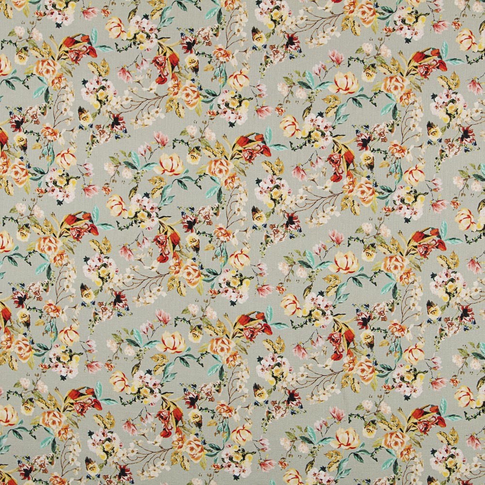 Tecido Rústico Rosas Verde - Ribes y Casals