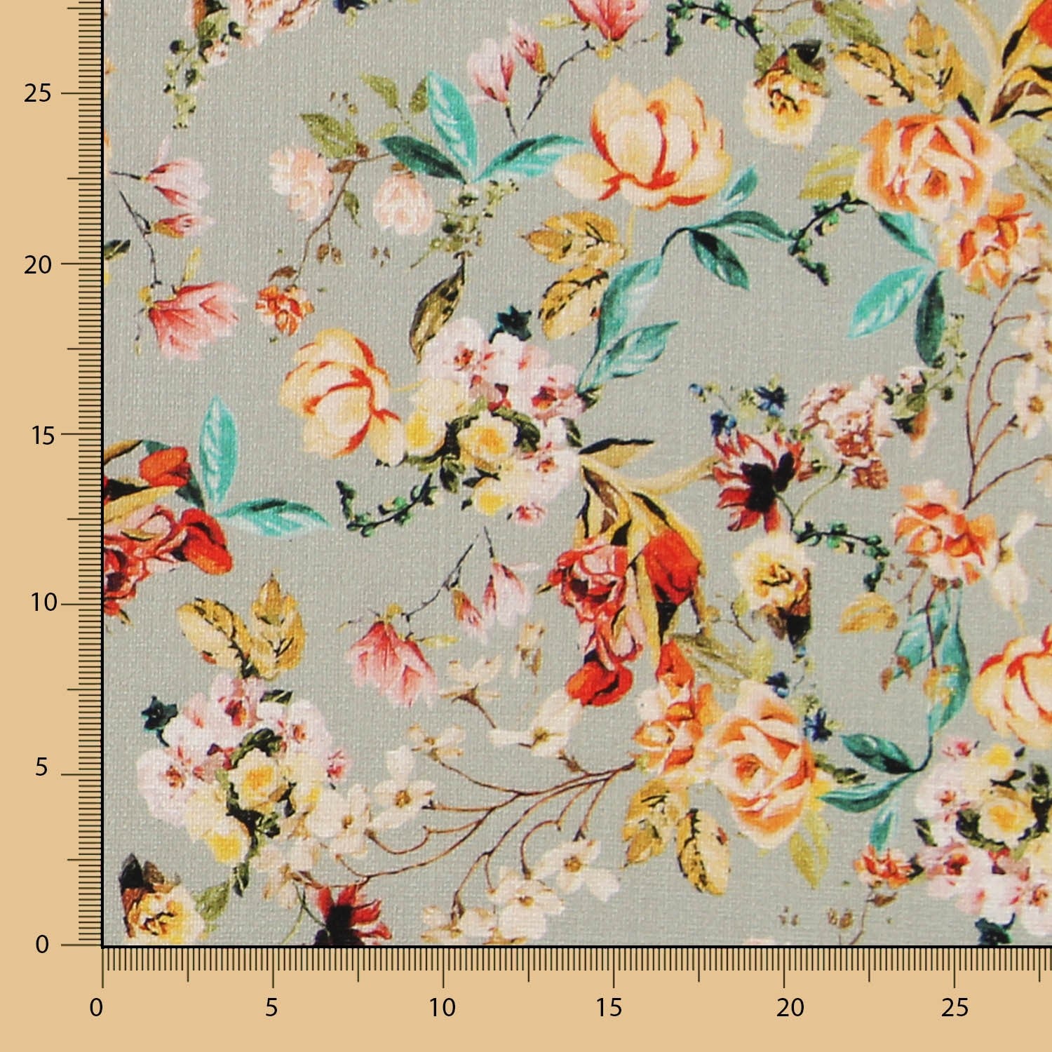 Tecido Rústico Rosas Verde - Ribes y Casals