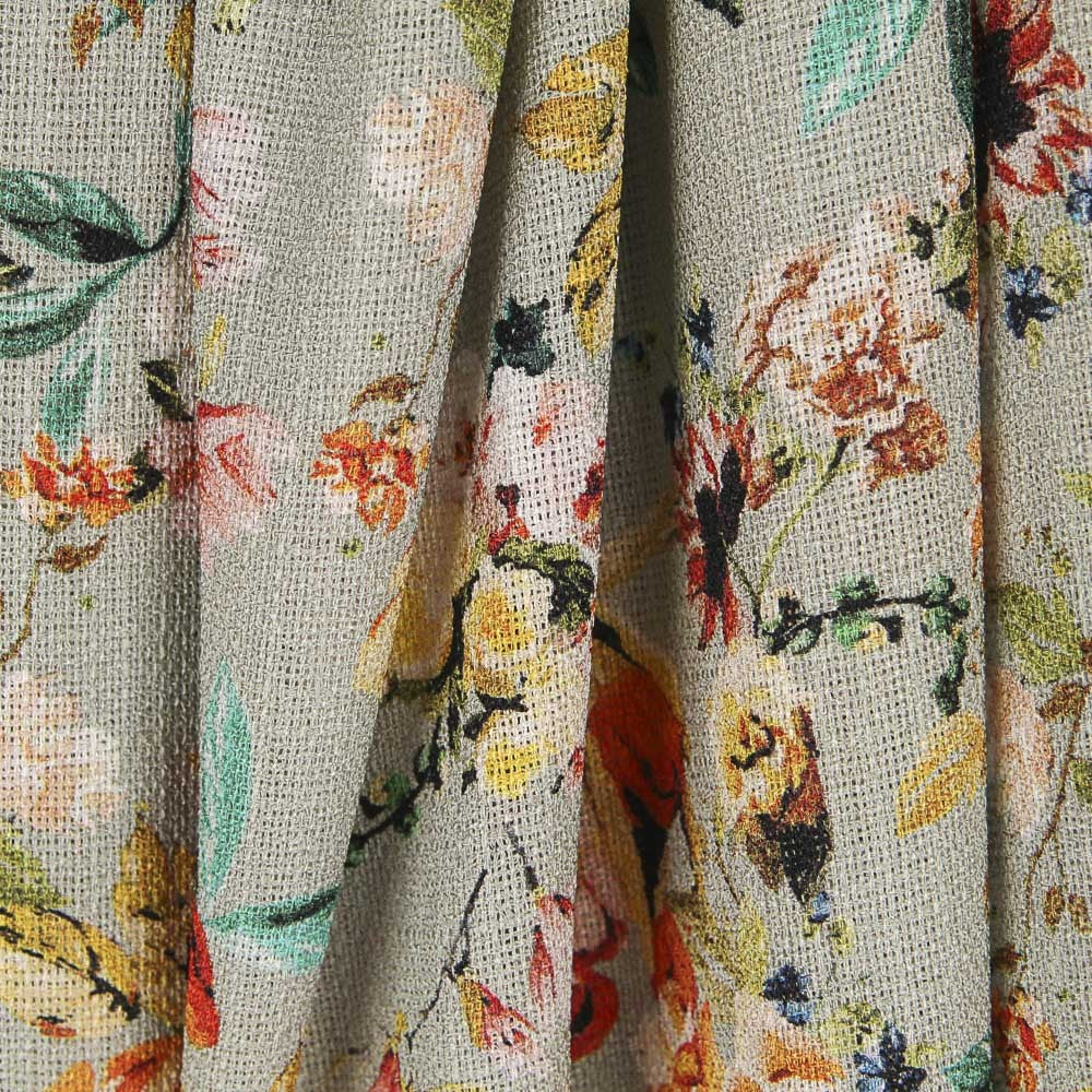 Tecido Rústico Rosas Verde - Ribes y Casals