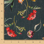 Tecido Rústico Flores Verde Escuro - Ribes y Casals