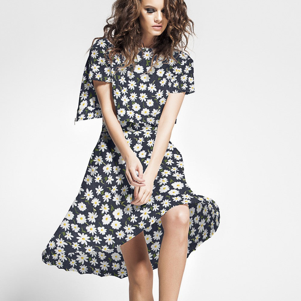 Tecido Rústico Margaridas Azul Escuro - Ribes y Casals