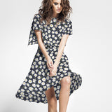 Tecido Rústico Margaridas Azul Escuro - Ribes y Casals