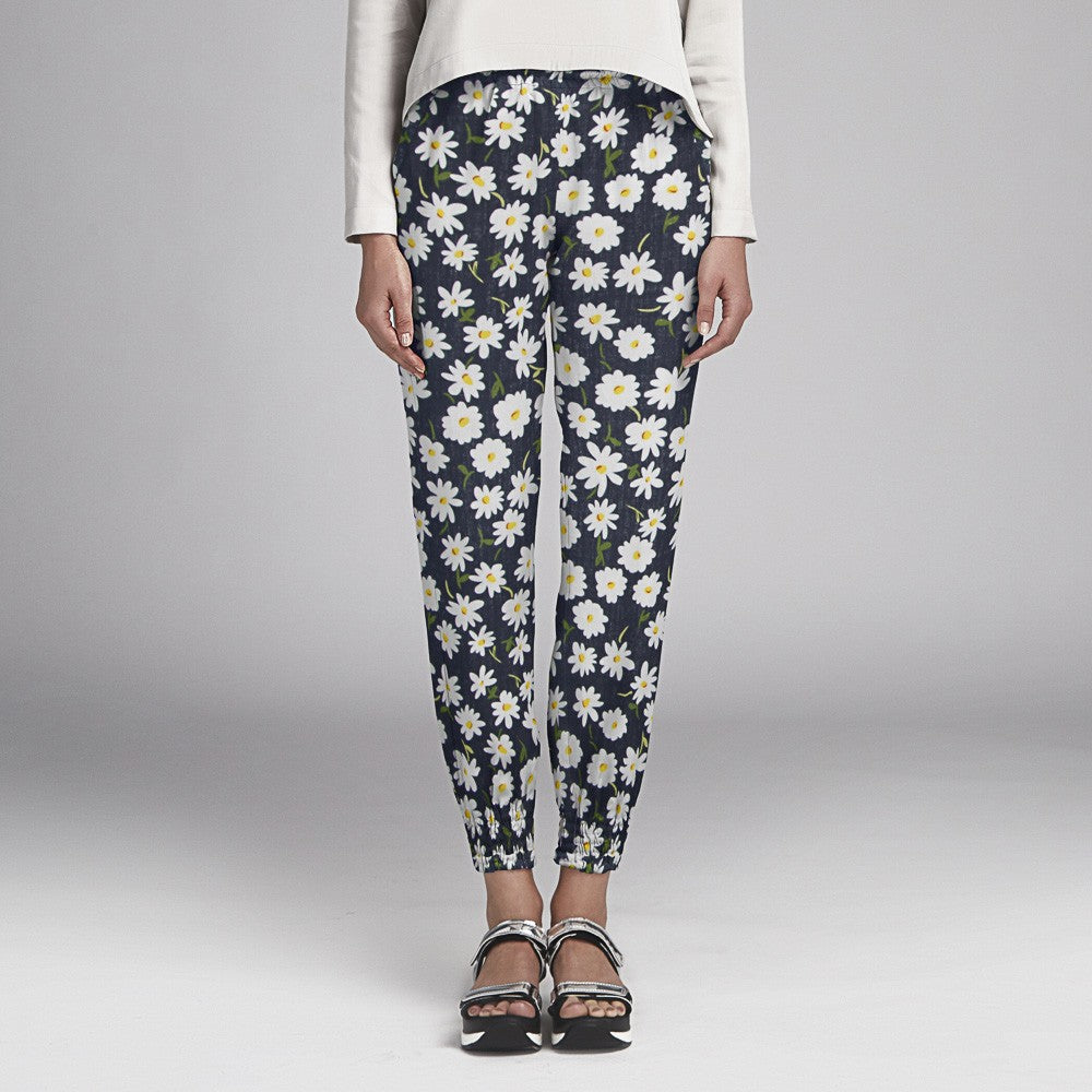 Tecido Rústico Margaridas Azul Escuro - Ribes y Casals