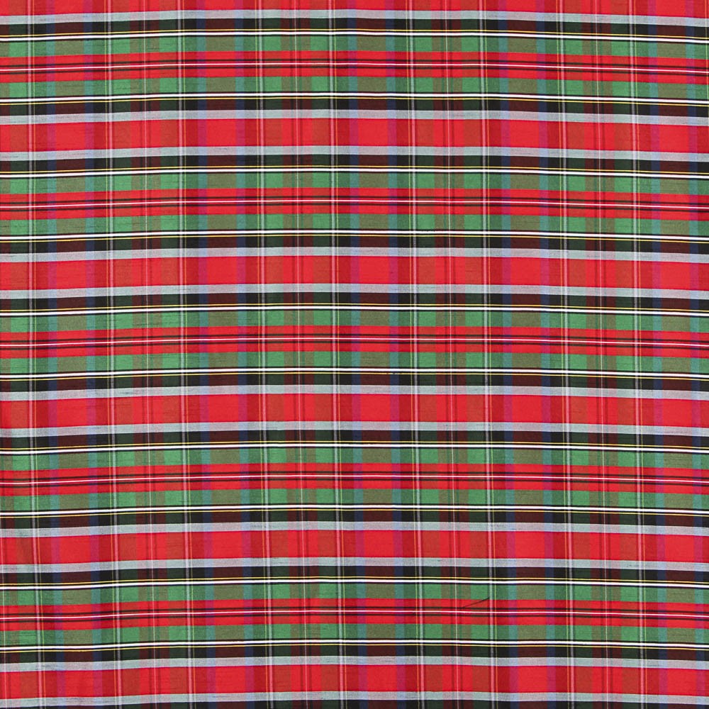 Tela Shantung Poliester Cuadro Rojo - Ribes y Casals