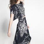 Teia Spandex Palmeras Azul Escuro - Ribes y Casals