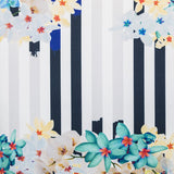 Tecido Stertch Riscas Floral Azul - Ribes y Casals