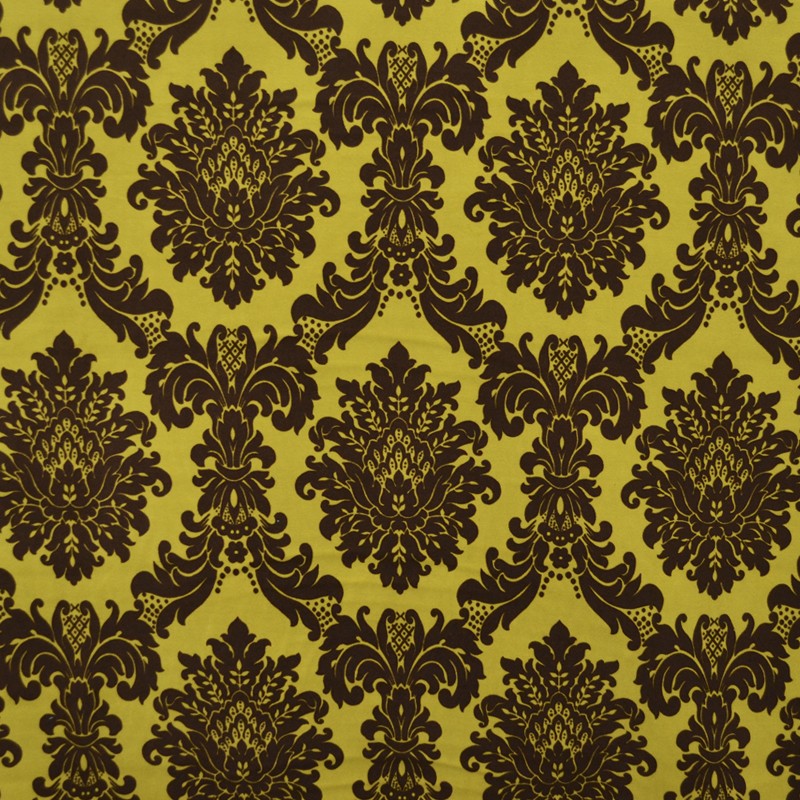Tecido de Veludo Estampado Barroco Amarelo - Ribes y Casals