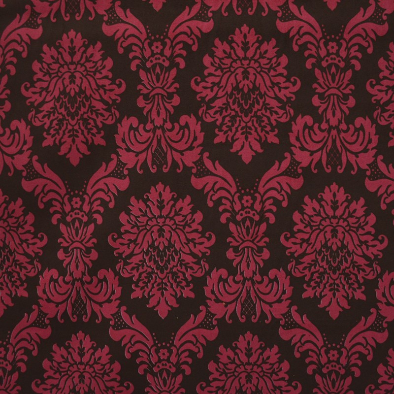 Tecido de Veludo Estampado Barroco Bordeaux - Ribes y Casals
