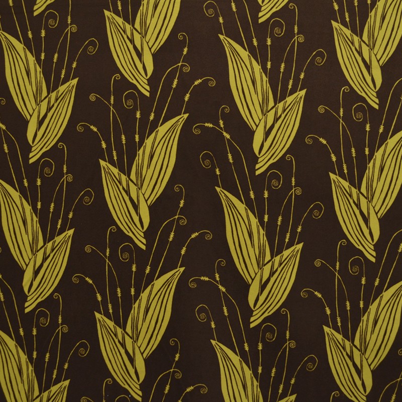Tecido de Veludo Estampado Folha Amarelo - Ribes y Casals