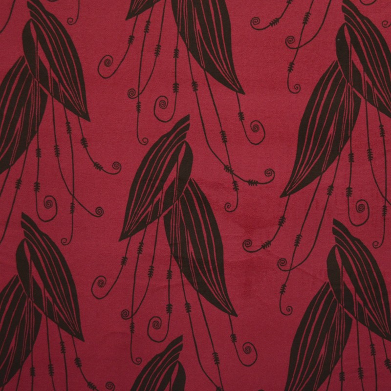 Tecido de Veludo Estampado Folha Castanho - Ribes y Casals