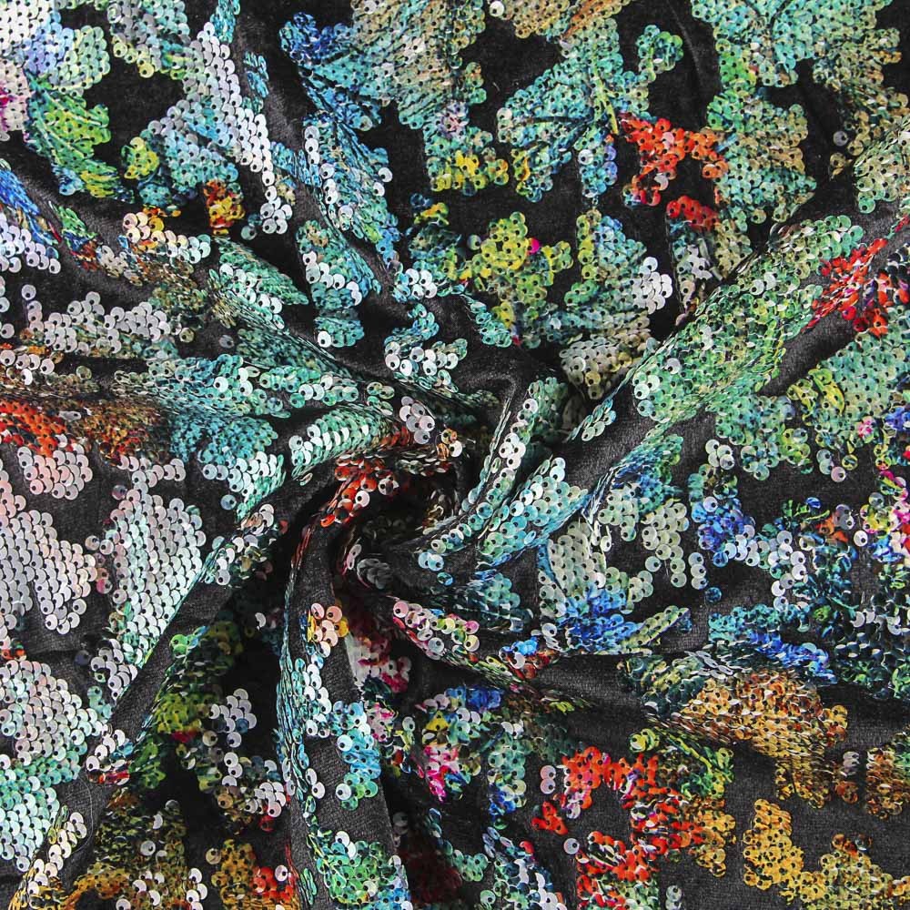 Tela Lentejuela Flor Rosa Palo - Ribes y Casals