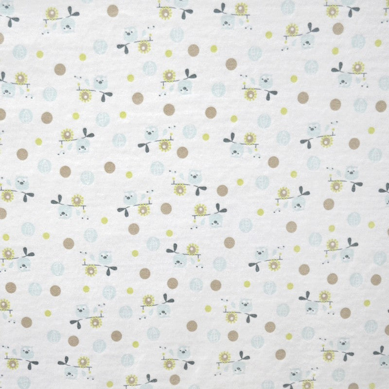 Tecido Turco Estampado Corujas Azul-celeste - Ribes y Casals