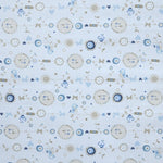 Tecido de Fanela Viyella Estampado Pintainhos Azul-celeste - Ribes y Casals