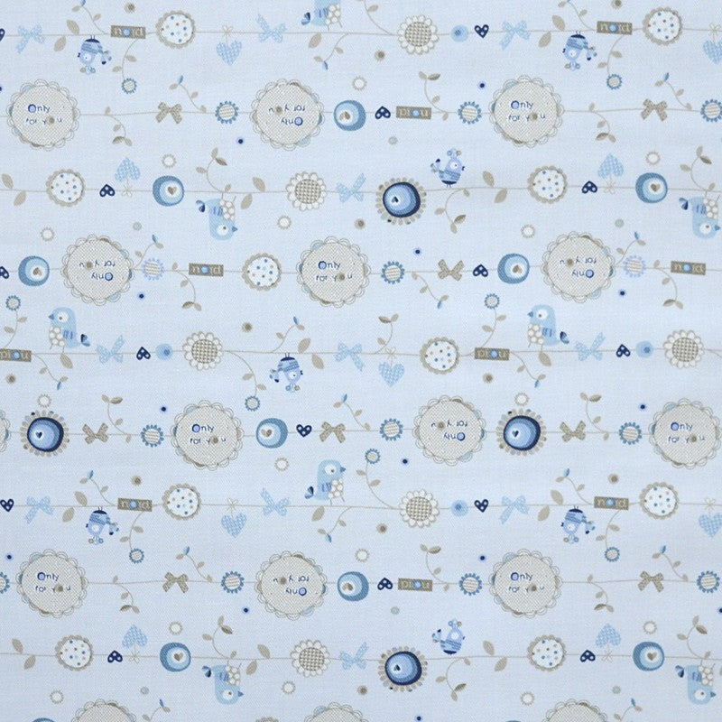 Tecido de Fanela Viyella Estampado Pintainhos Azul-celeste - Ribes y Casals