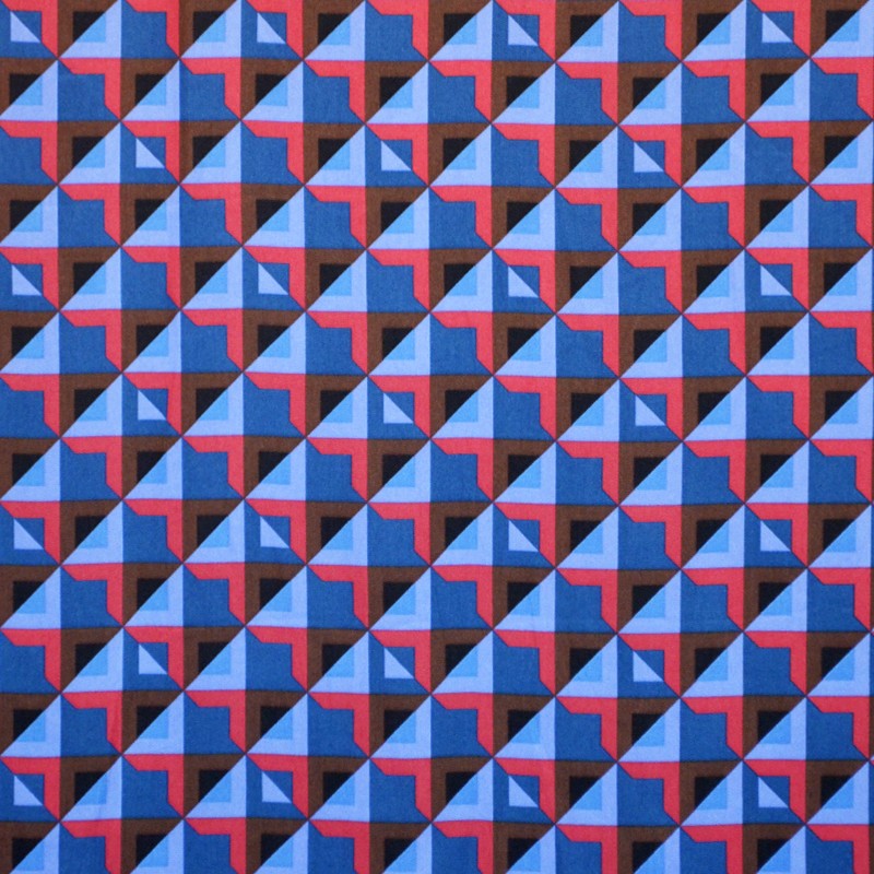 Tela Punto Jersey Geométrico Azul - Ribes y Casals