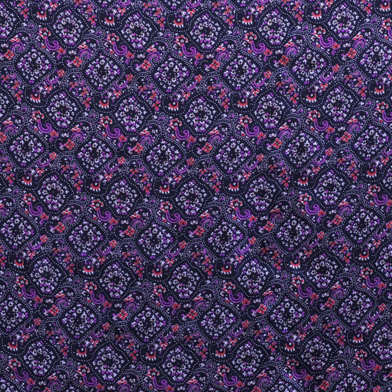 Tecido de Viscose Estampado Buquê Lilás - Ribes y Casals