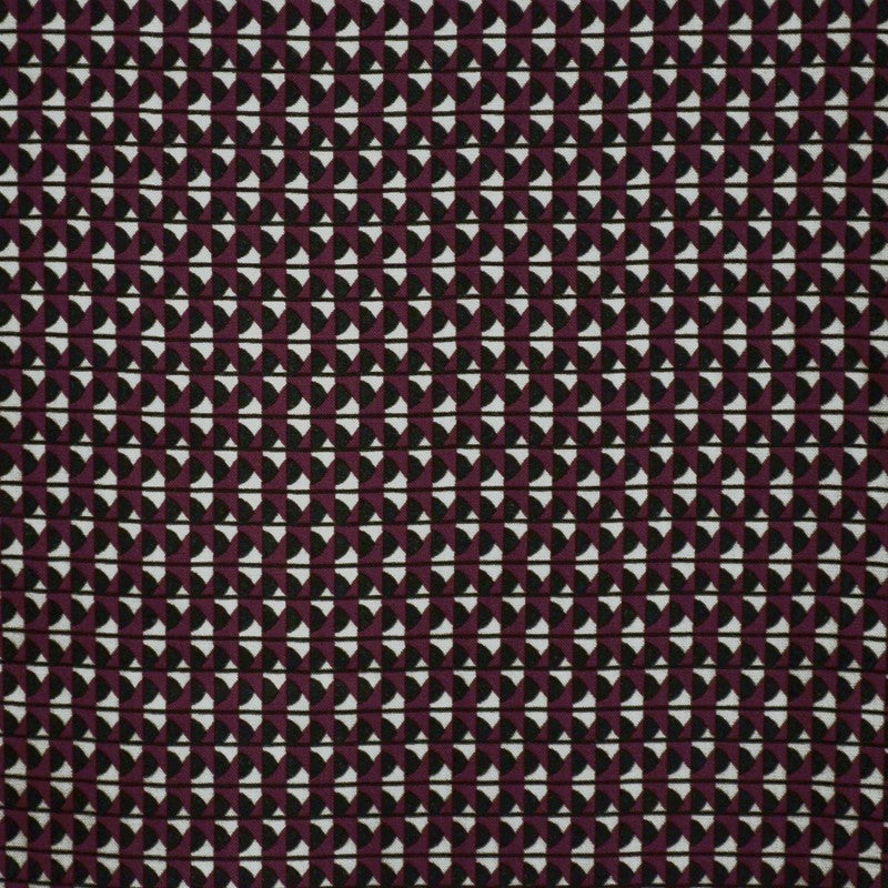 Tecido de Viscose Estampado Geométrico Grená - Ribes y Casals