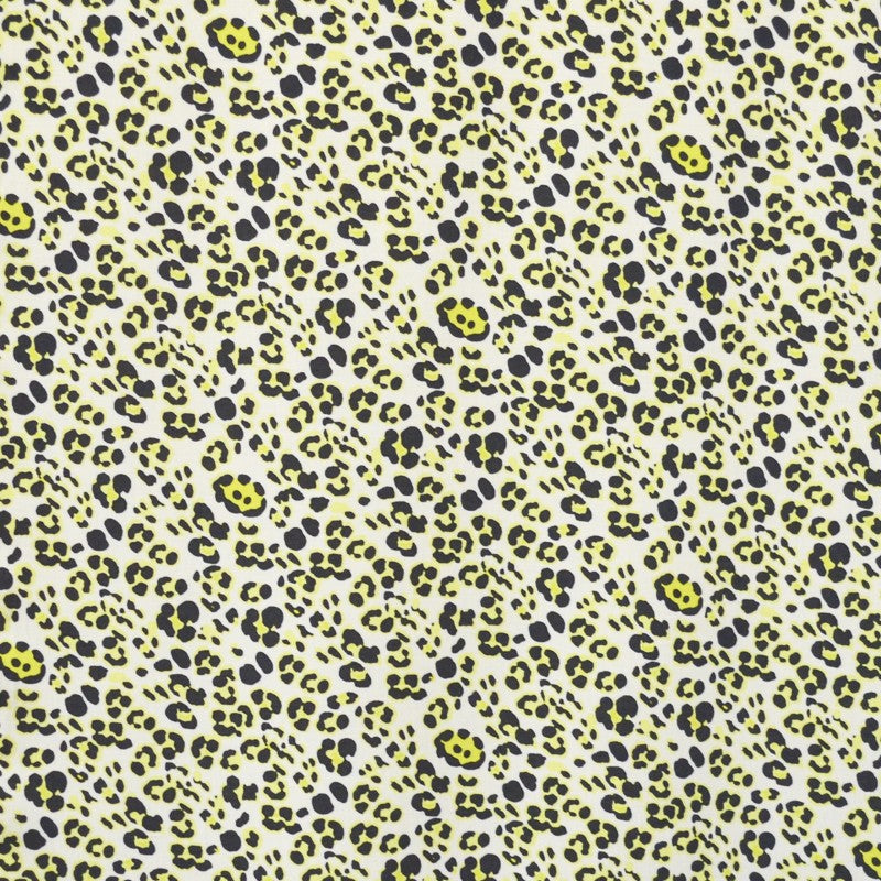 Tecido de Viscose Estampado Leopardo Néon Amarelo - Ribes y Casals