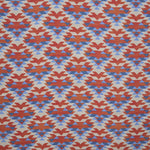 Tecido de Viscose Estampado Motivos Azul Vermelho - Ribes y Casals