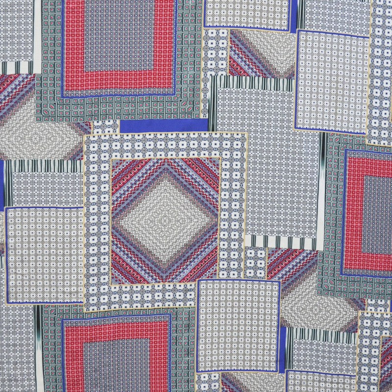 Tecido de Viscose Estampado Patch Étnico Vermelho - Ribes y Casals
