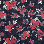 Tecido Viscose Rosas Fundo Preto - Ribes y Casals