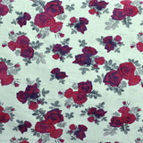Tecido Viscose Rosas Fundo Verde-água - Ribes y Casals
