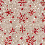 Tela Yute Decoración Estrellas Nieve Rojas - Ribes y Casals