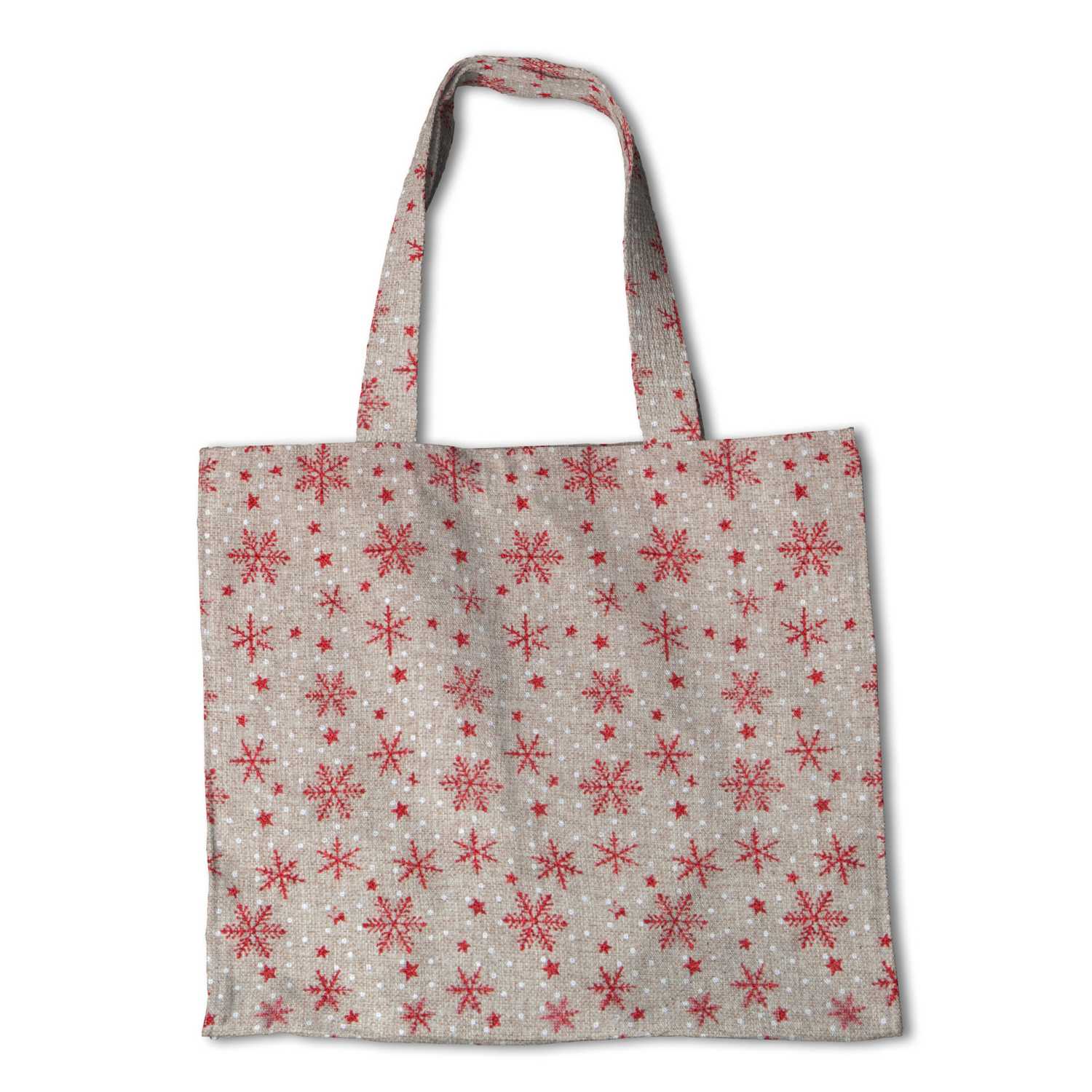 Tela Yute Decoración Estrellas Nieve Rojas - Ribes y Casals