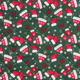 Tecido Acolchoado Natal Verde Chapéus Vermelho - Ribes y Casals