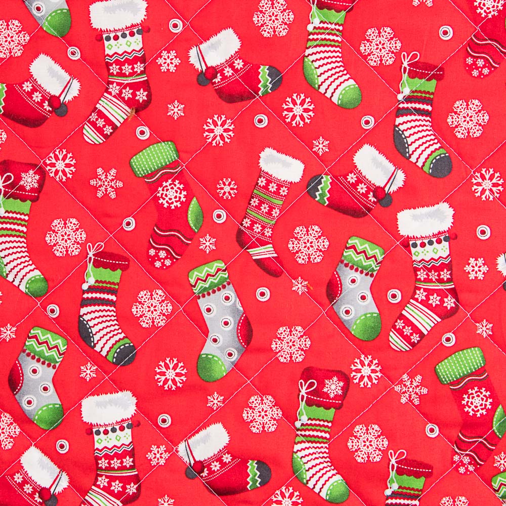 Tecido Acolchoado Natal Vermelho Meias - Ribes y Casals