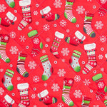 Tecido Acolchoado Natal Vermelho Meias - Ribes y Casals